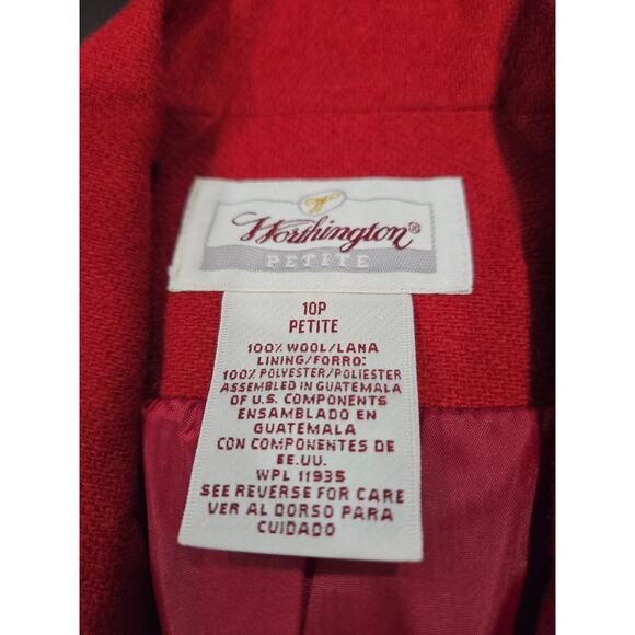Worthington Red Wool Blazer Jacket Petite 10P Single Button Lined Y2K Career - Picture 2 of 5